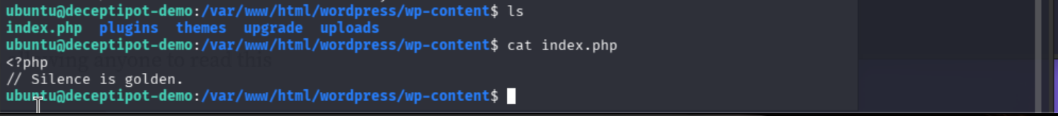 cat index.php showing silence is golden comment